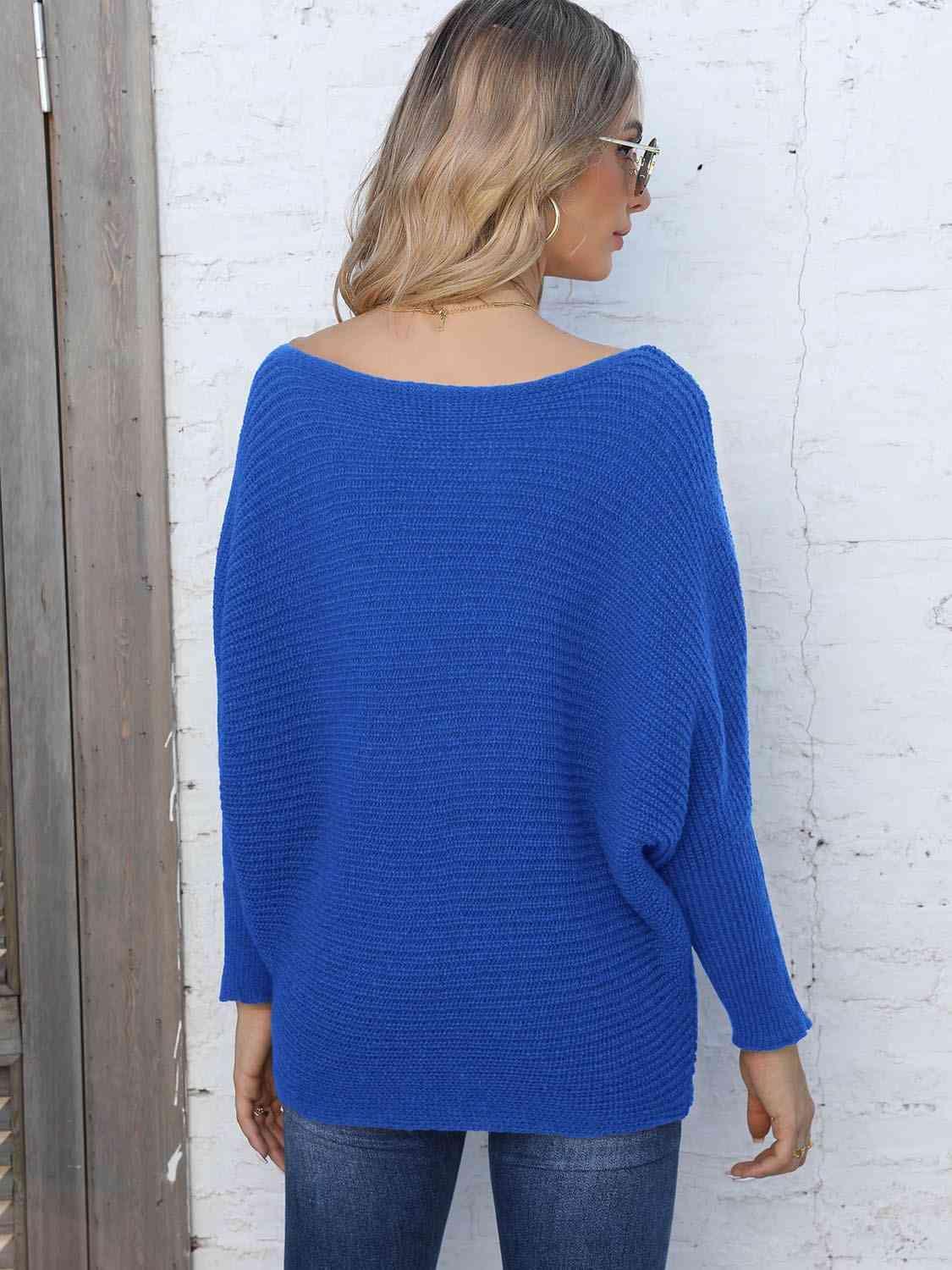 Winter Charisma Boat Neck Dolman Sleeve Sweater - MXSTUDIO.COM