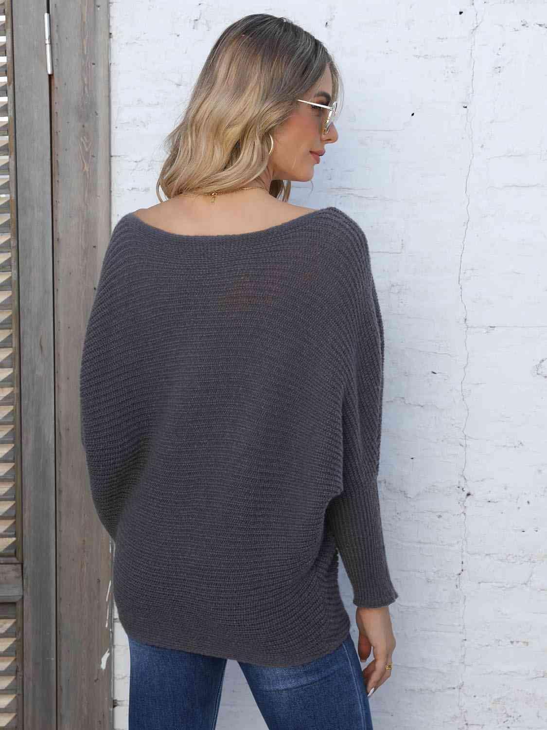 Winter Charisma Boat Neck Dolman Sleeve Sweater - MXSTUDIO.COM
