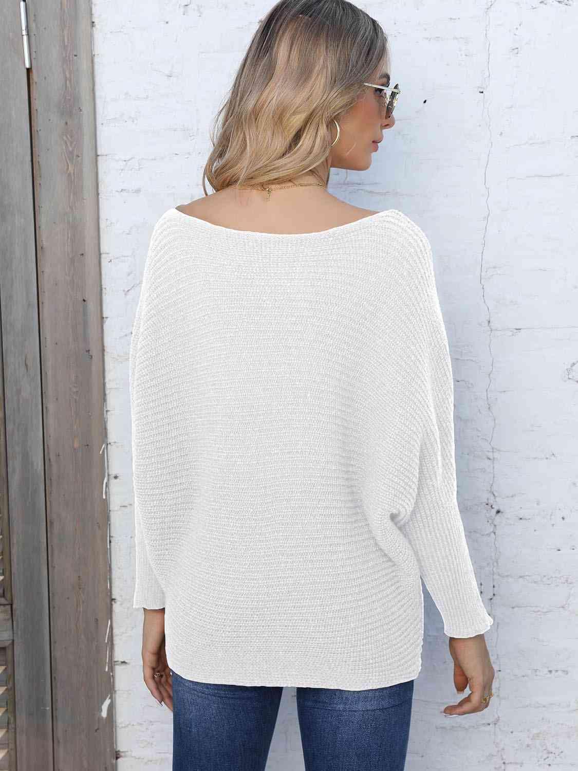 Winter Charisma Boat Neck Dolman Sleeve Sweater - MXSTUDIO.COM