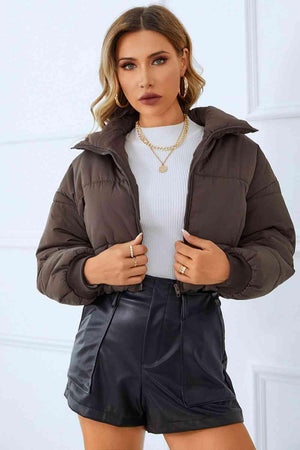 Winter Chic Zip-Up Cropped Puffer Jacket - MXSTUDIO.COM