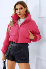 Winter Chic Zip-Up Cropped Puffer Jacket - MXSTUDIO.COM