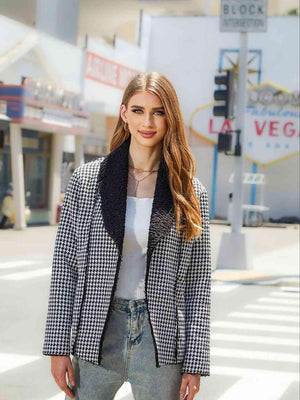 Winter Classic Faux Fleece Lined Houndstooth Jacket-MXSTUDIO.COM