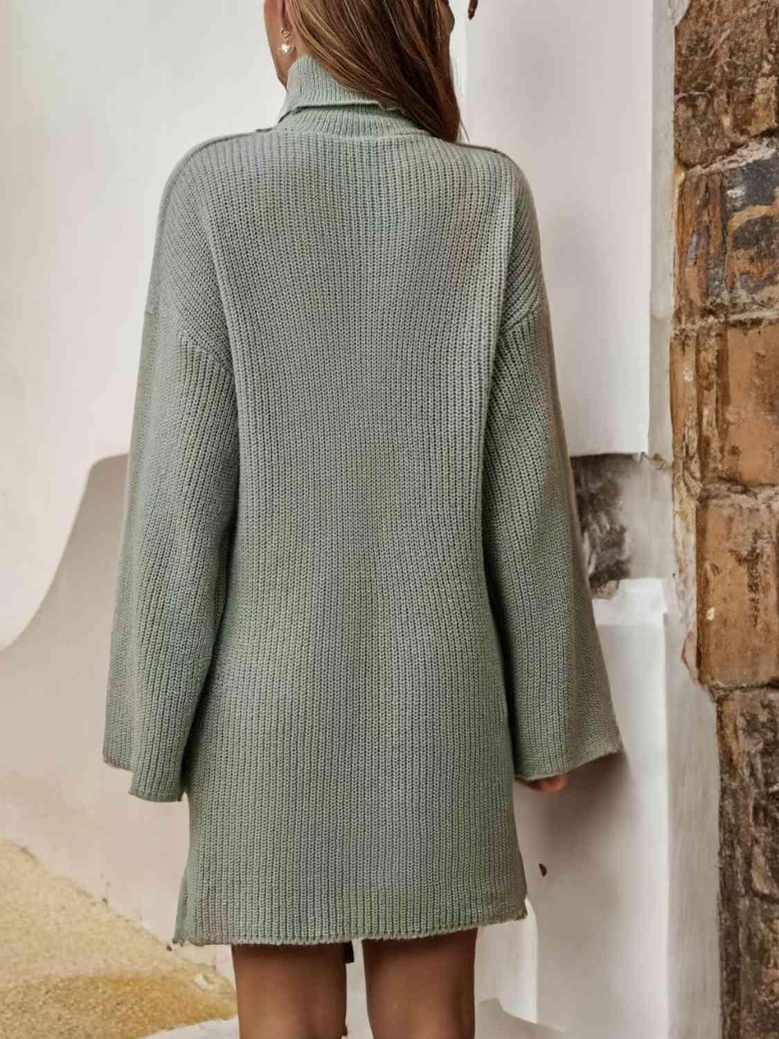 Winter Darling Turtleneck Knit Sweater Dress-MXSTUDIO.COM