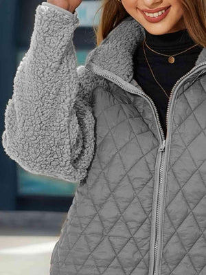 Winter Delight Zip-Up Quilted Fleece Jacket - MXSTUDIO.COM