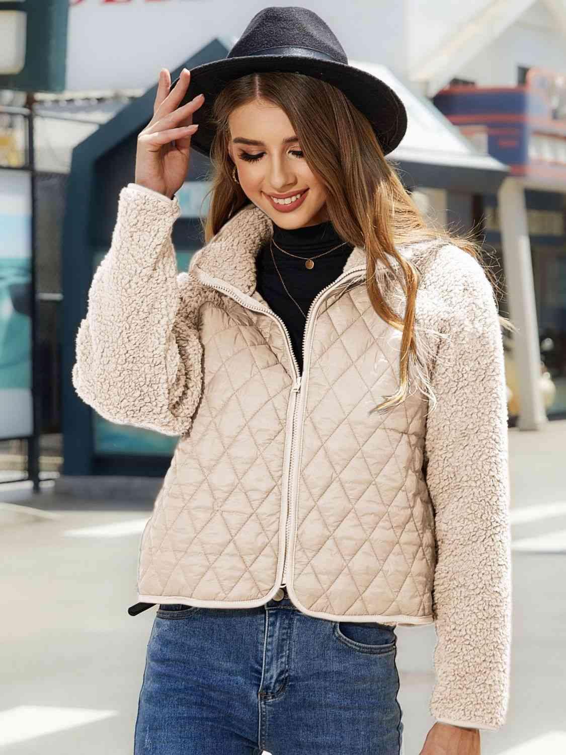 Winter Delight Zip-Up Quilted Fleece Jacket - MXSTUDIO.COM