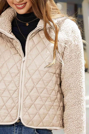 Winter Delight Zip-Up Quilted Fleece Jacket - MXSTUDIO.COM