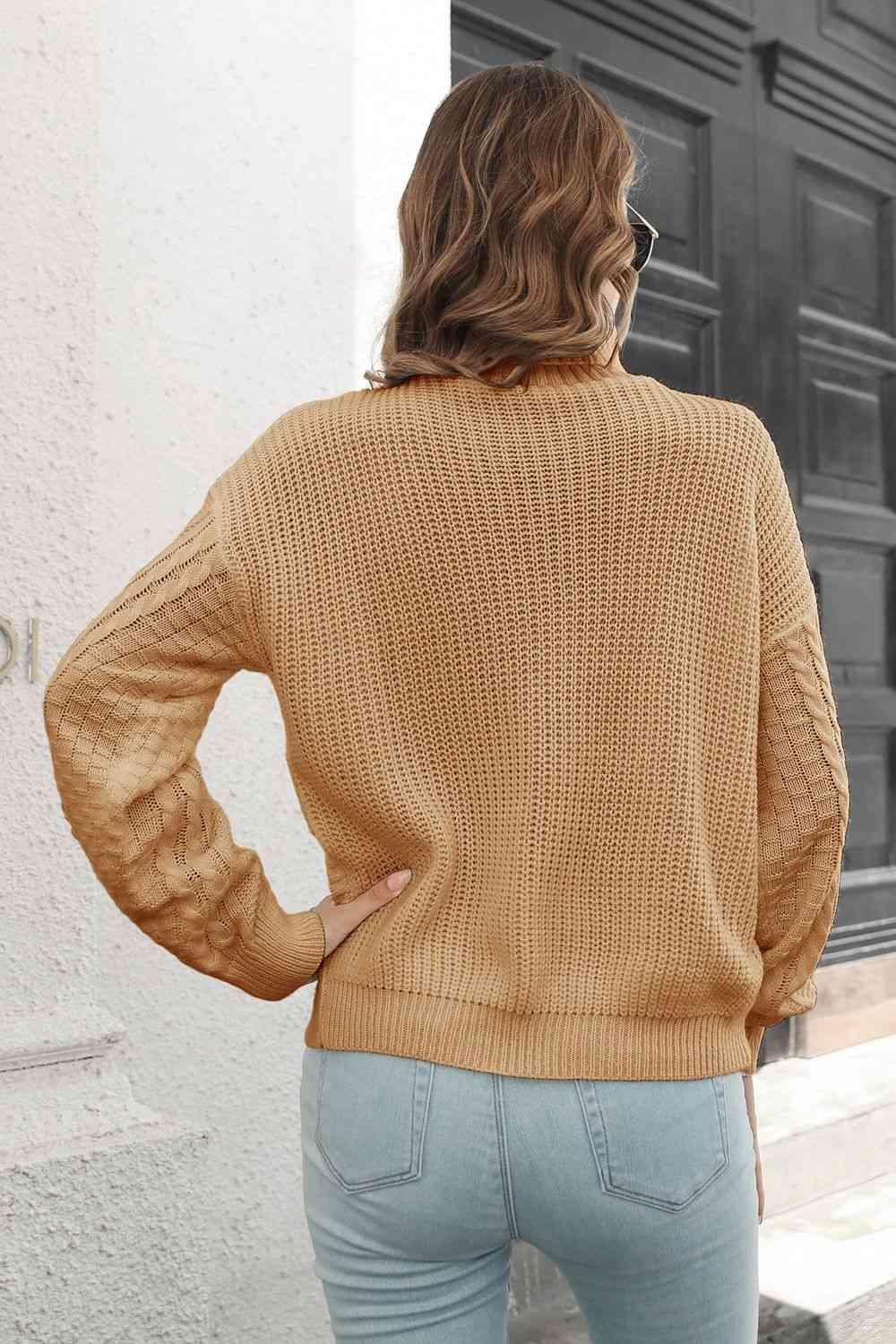 Winter Fashion Turtle Neck Cable Knit Sweater - MXSTUDIO.COM