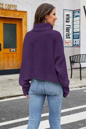 Winter Fashionista Turtleneck Cable Knit Sweater-MXSTUDIO.COM