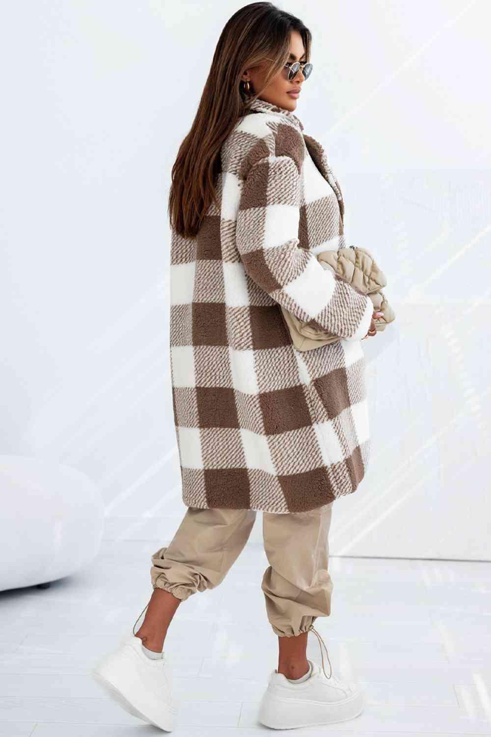 Winter Pizzazz Long Plaid Coat - MXSTUDIO.COM