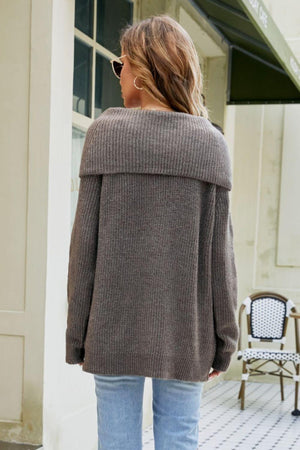 Winter Ready Ribbed Knit Cowl Neck Sweater - MXSTUDIO.COM