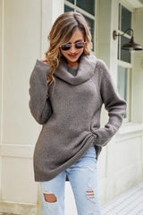 Winter Ready Ribbed Knit Cowl Neck Sweater - MXSTUDIO.COM