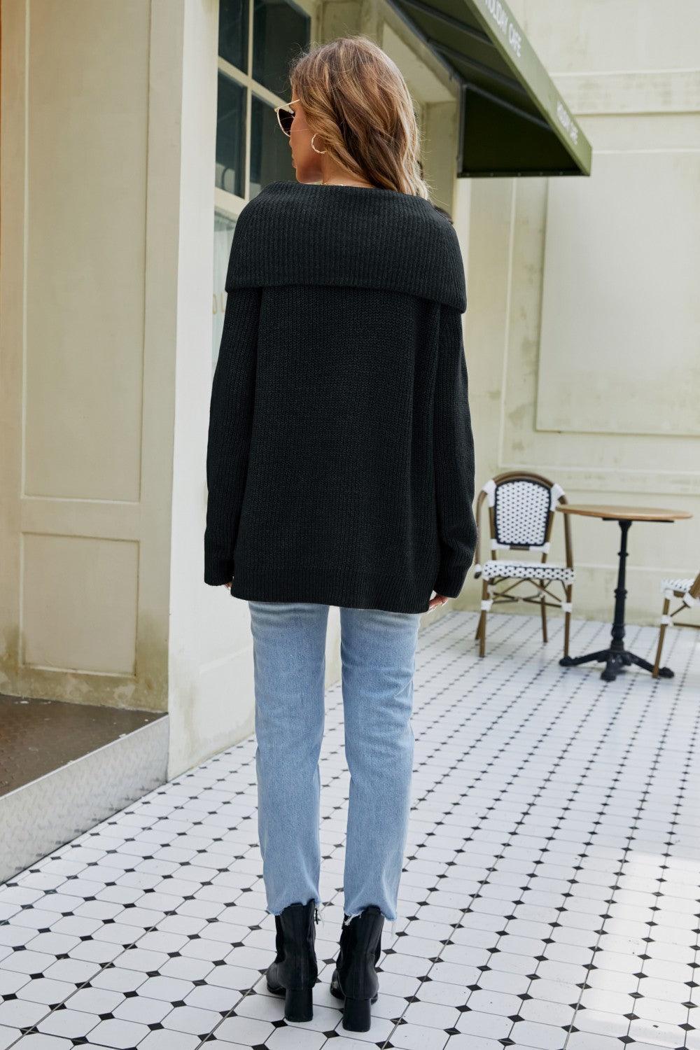 Winter Ready Ribbed Knit Cowl Neck Sweater - MXSTUDIO.COM