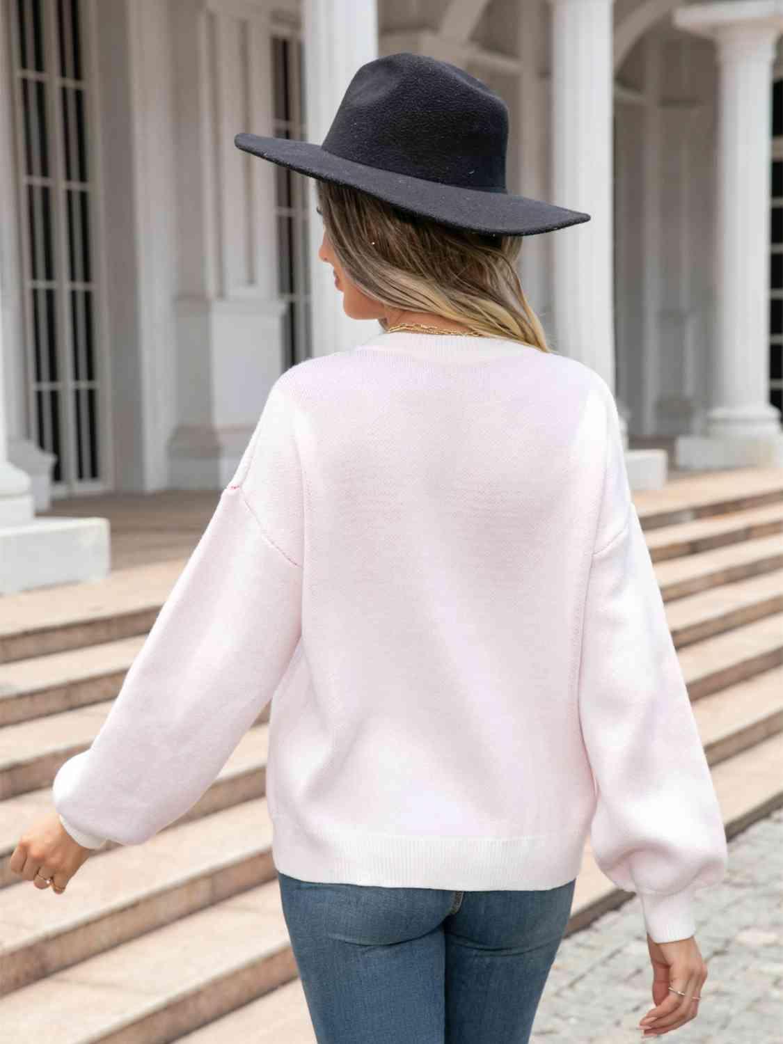 Winter Romance Crew Neck Heart Sweater - MXSTUDIO.COM