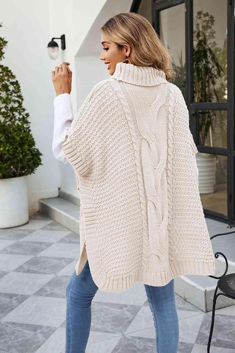 Winter Shield Turtleneck Oversized Short Sleeve Sweater - MXSTUDIO.COM