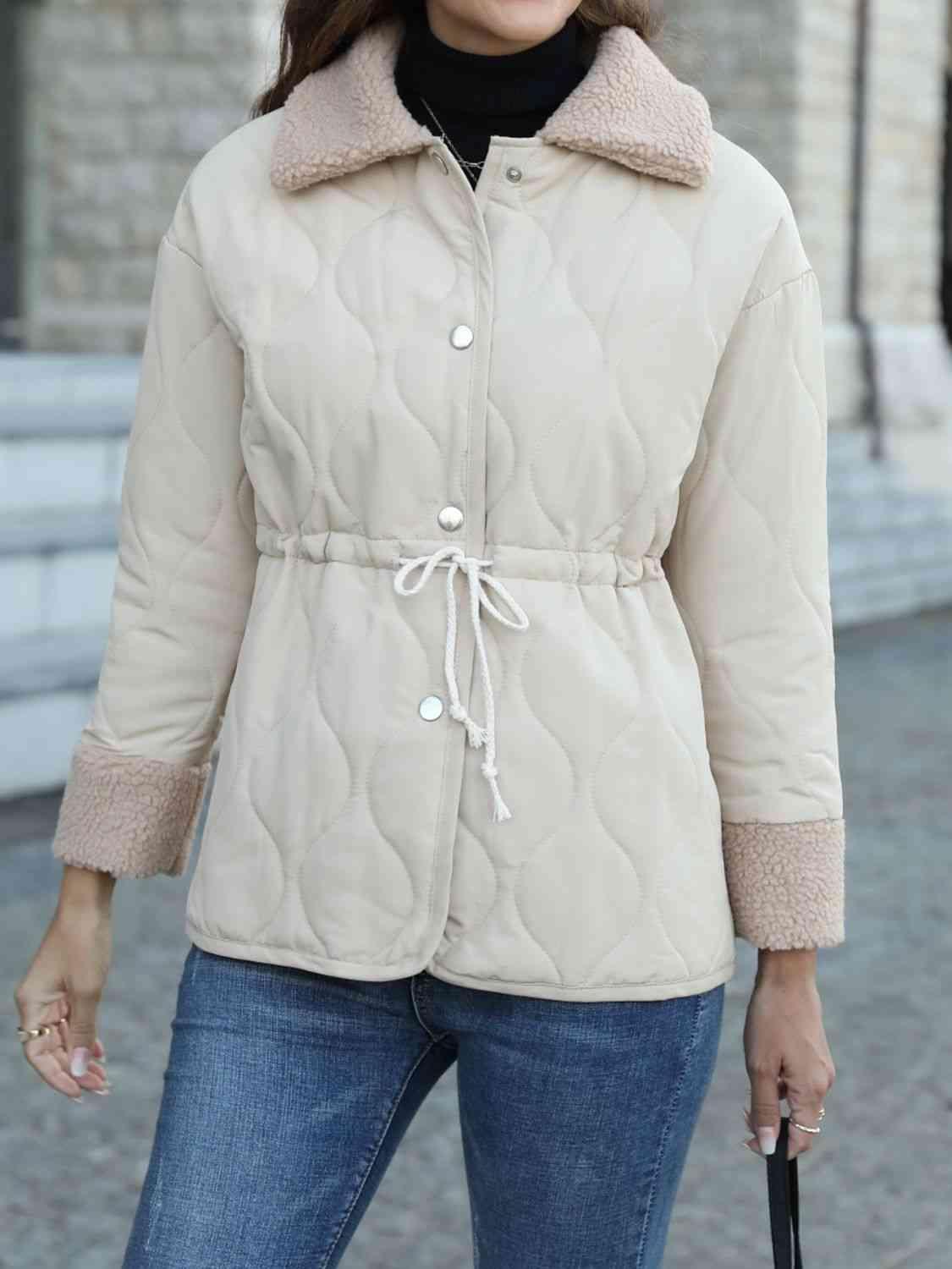 Winter Snug Snap Down Fleece Lined Jacket - MXSTUDIO.COM