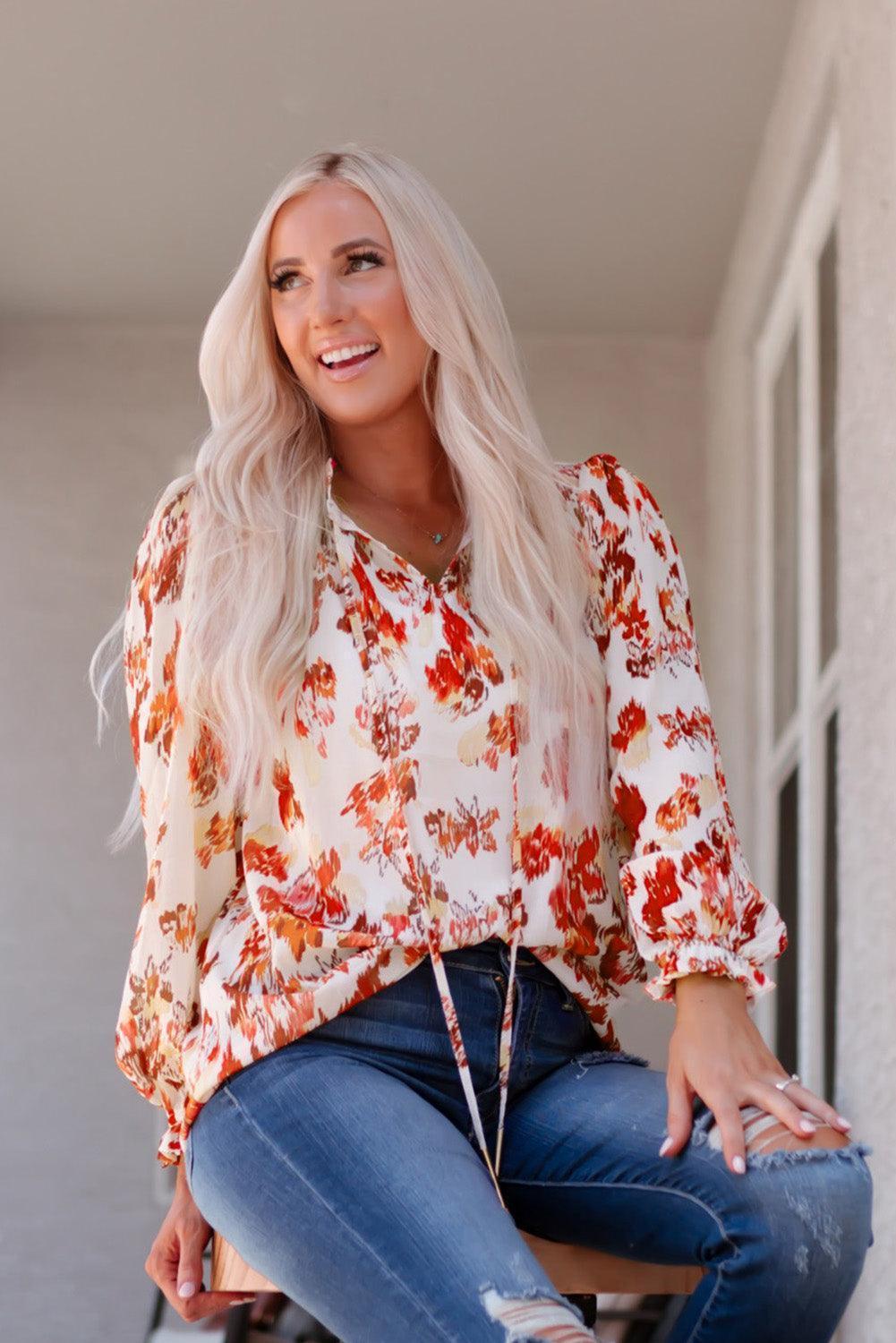 Woke Up Like This Long Sleeve Floral Blouse - MXSTUDIO.COM