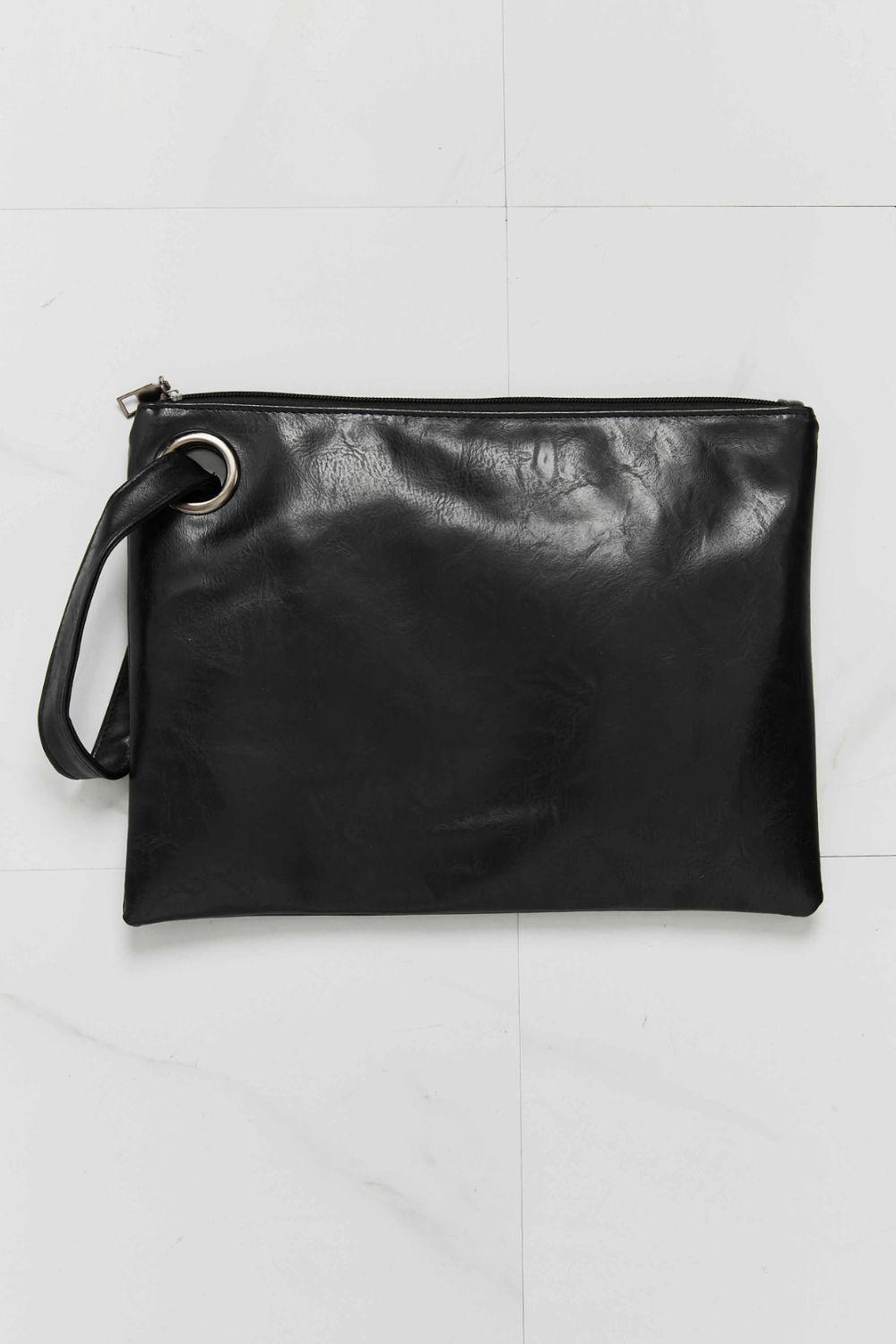 Women One Size Black PU Leather Wristlet - MXSTUDIO.COM