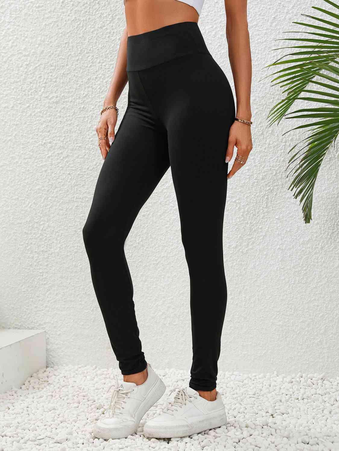 Women's Black Wide Waistband Leggings - MXSTUDIO.COM