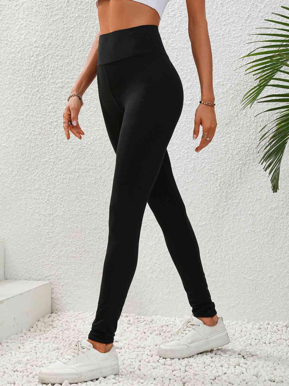 Women's Black Wide Waistband Leggings - MXSTUDIO.COM