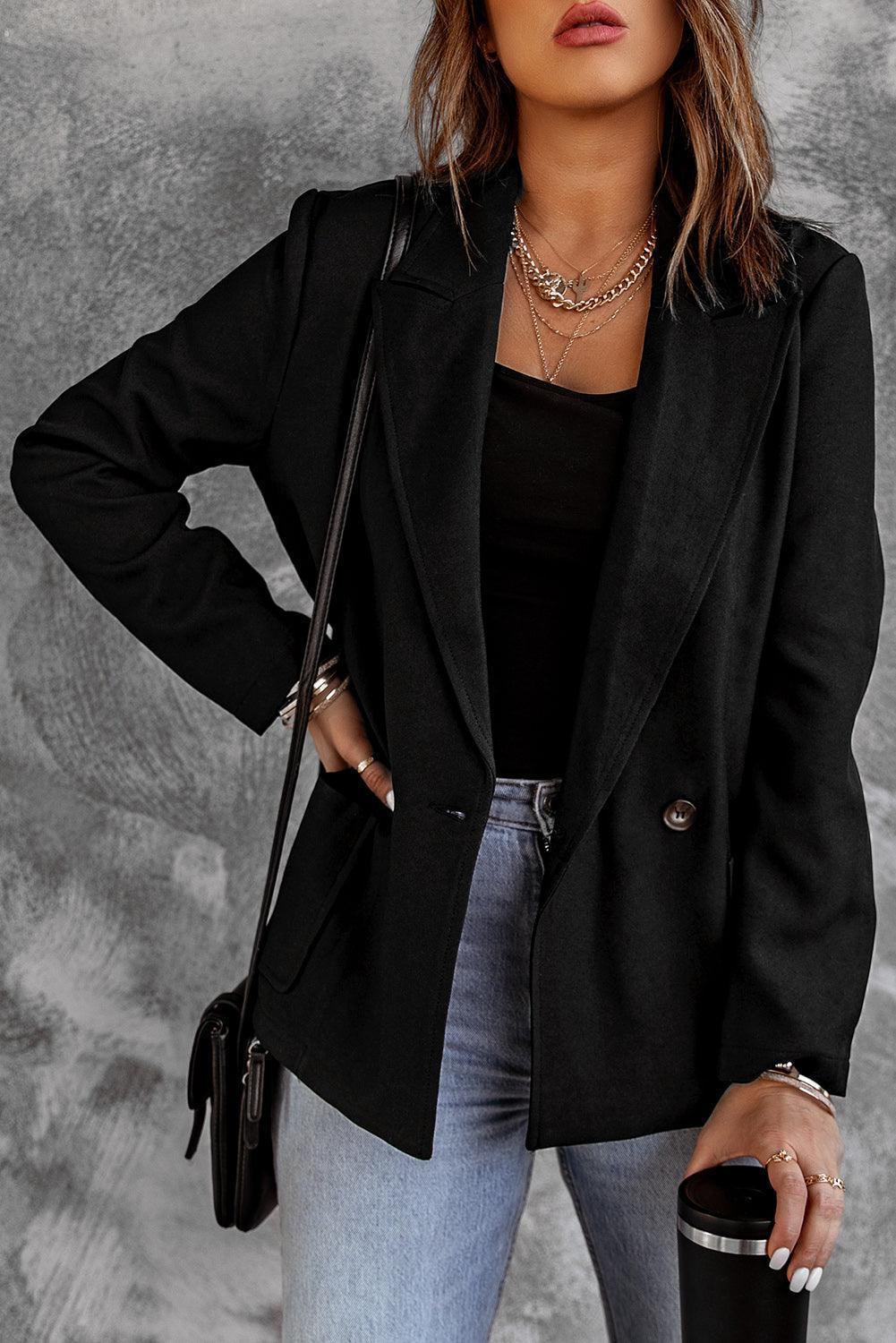 Women's Casual Double Breasted Blazer with Pockets - MXSTUDIO.COM