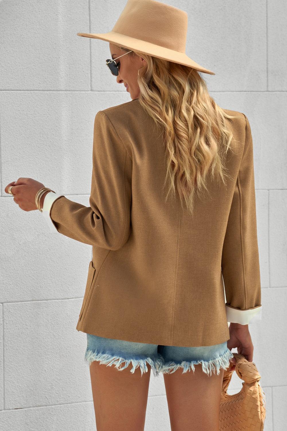 Women's Casual Double Breasted Blazer with Pockets - MXSTUDIO.COM