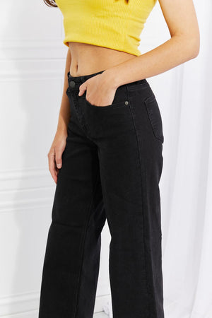 Women's Midrise Black Jeans Wide Leg - MXSTUDIO.COM