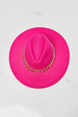 Women's Trendy Chain Belt Pink Fedora Hat - MXSTUDIO.COM