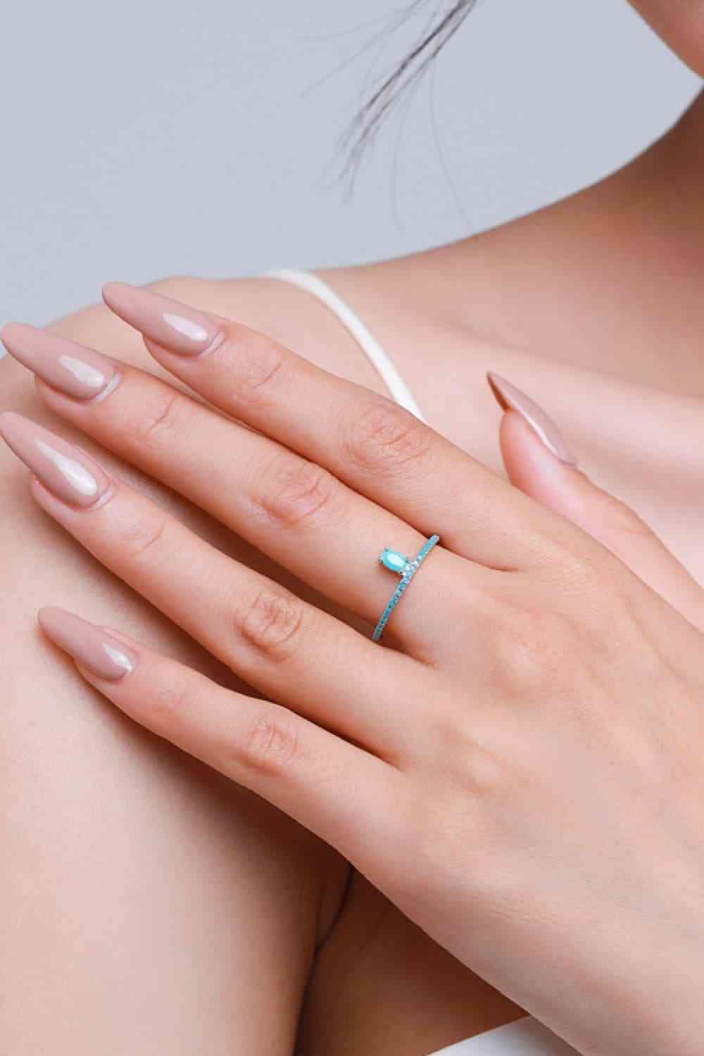 Wonderful Artificial Turquoise 925 Sterling Silver Ring-MXSTUDIO.COM