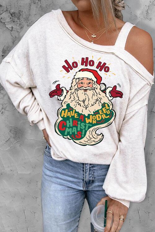 Wonderful Christmas Cold Shoulder Santa Claus Sweatshirt-MXSTUDIO.COM