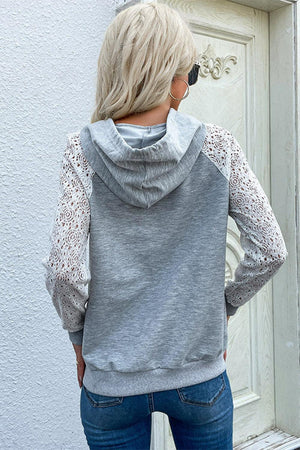 Wonderful Long Sleeve Gray Lace Hoodie - MXSTUDIO.COM