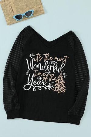 Wonderful Time Of The Year Black Christmas Sweatshirt-MXSTUDIO.COM