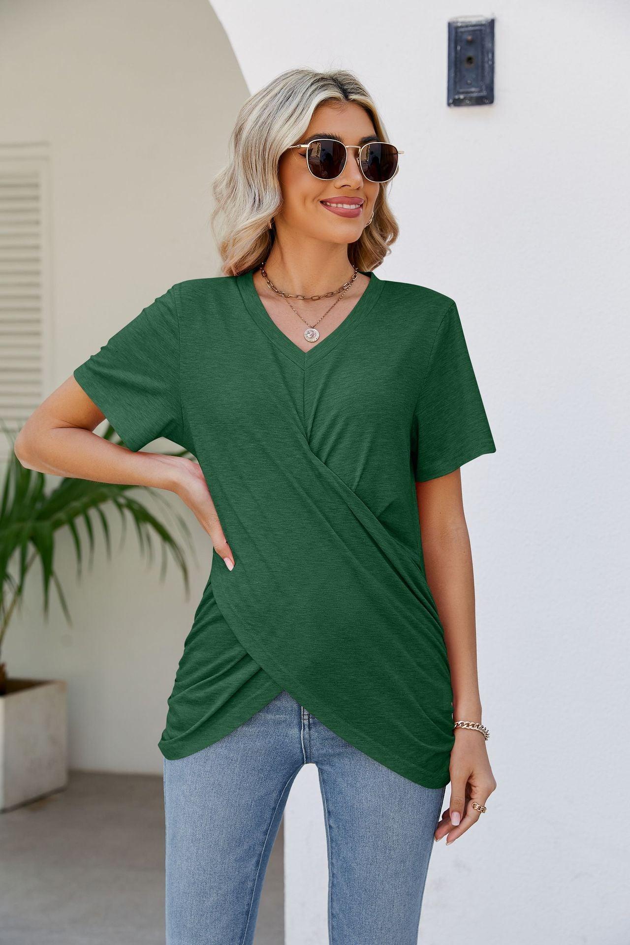 Wonderfully Made V-Neck Crisscross Top - MXSTUDIO.COM