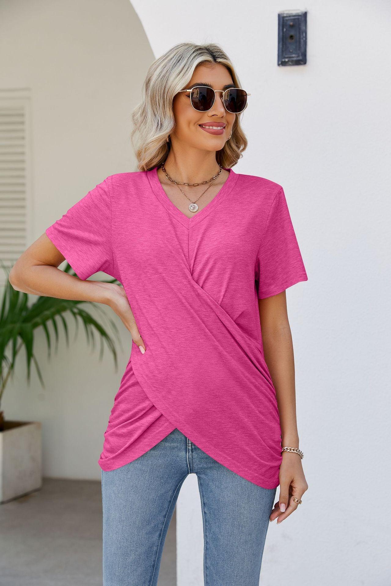 Wonderfully Made V-Neck Crisscross Top - MXSTUDIO.COM