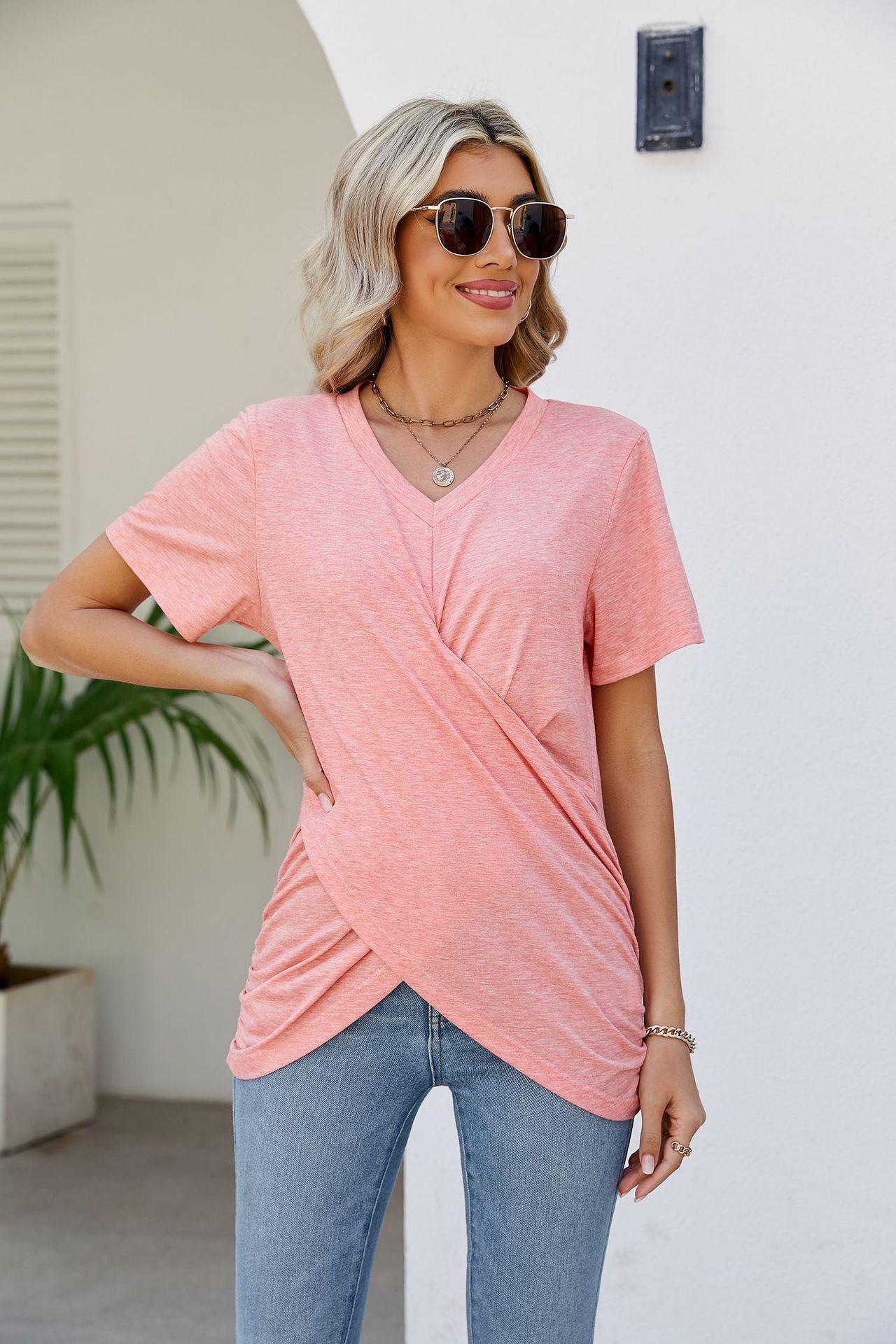 Wonderfully Made V-Neck Crisscross Top - MXSTUDIO.COM