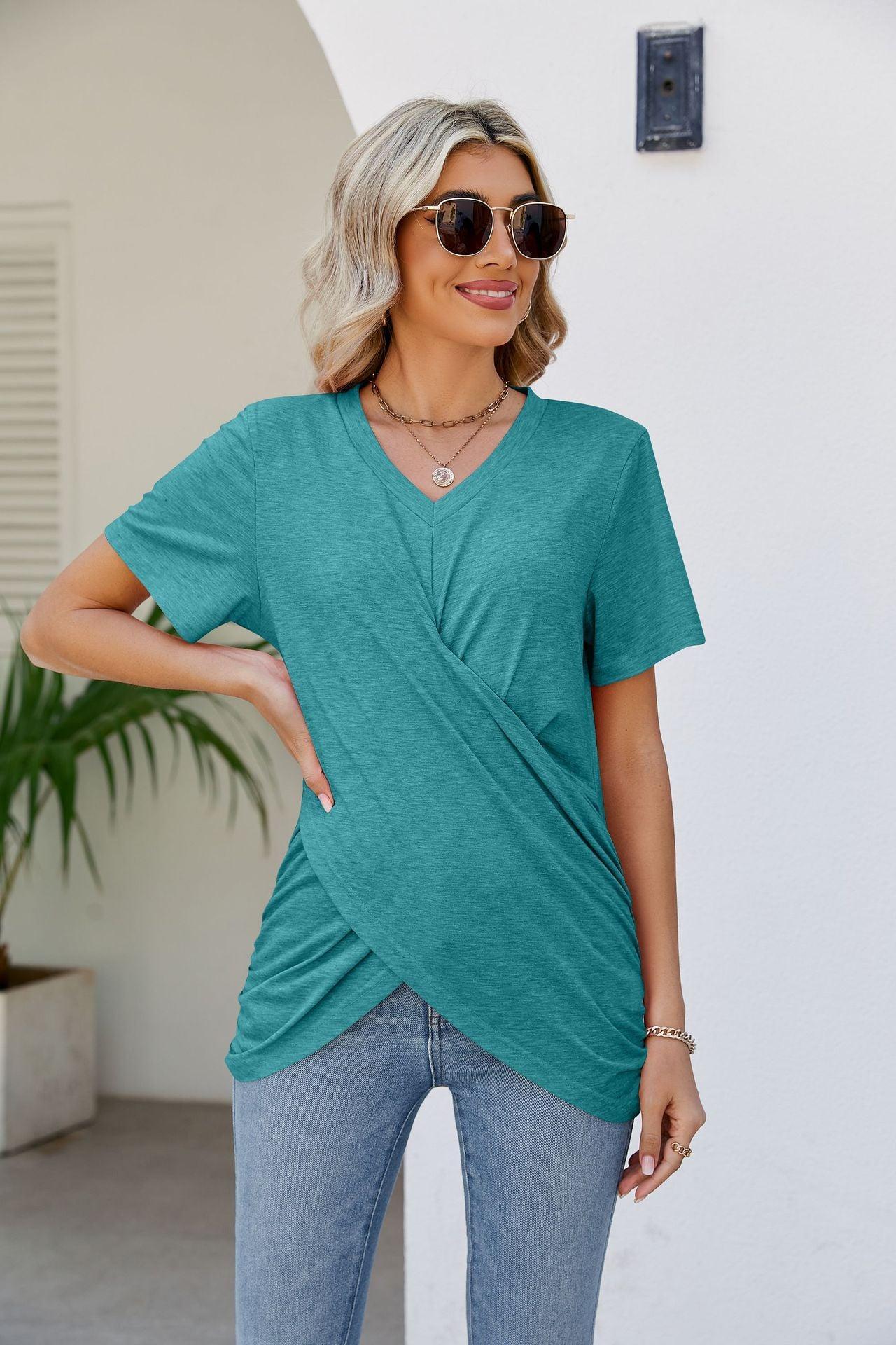 Wonderfully Made V-Neck Crisscross Top - MXSTUDIO.COM