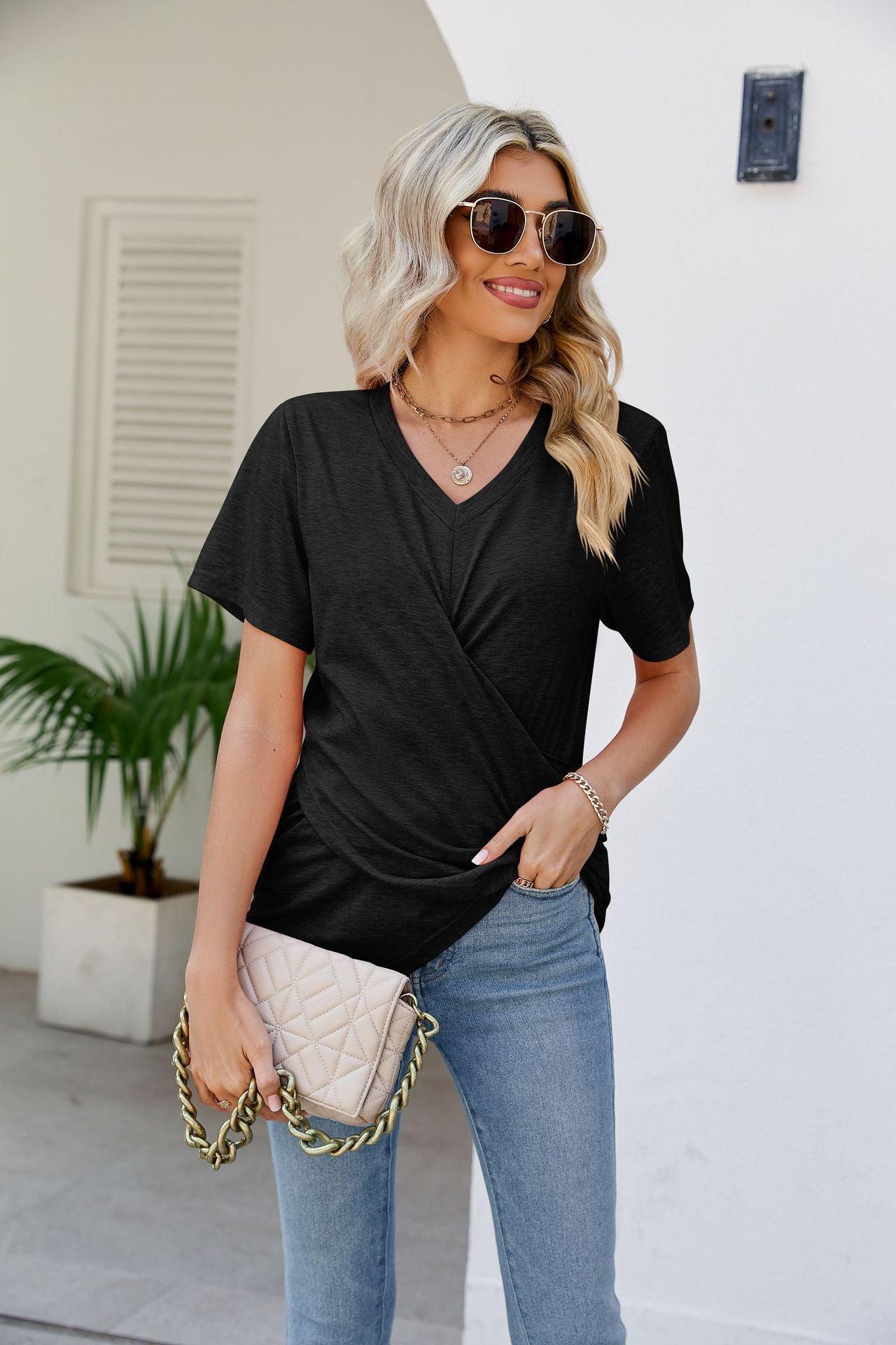 Wonderfully Made V-Neck Crisscross Top - MXSTUDIO.COM