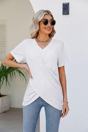 Wonderfully Made V-Neck Crisscross Top - MXSTUDIO.COM