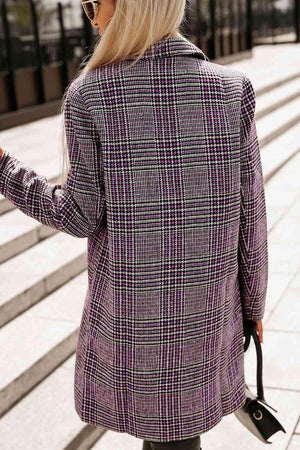 Work Chic Lilac Plaid Longline Blazer-MXSTUDIO.COM