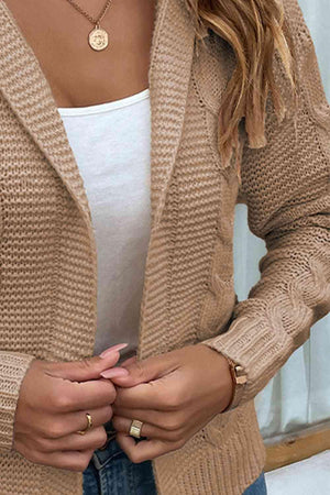 Work Comfort Cable Knit Hooded Cardigan-MXSTUDIO.COM