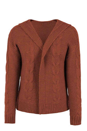 Work Comfort Cable Knit Hooded Cardigan-MXSTUDIO.COM