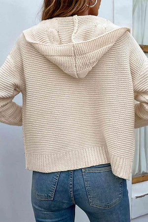 Work Comfort Cable Knit Hooded Cardigan-MXSTUDIO.COM