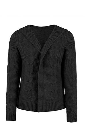 Work Comfort Cable Knit Hooded Cardigan-MXSTUDIO.COM