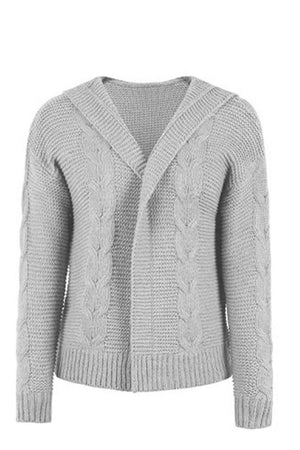 Work Comfort Cable Knit Hooded Cardigan-MXSTUDIO.COM