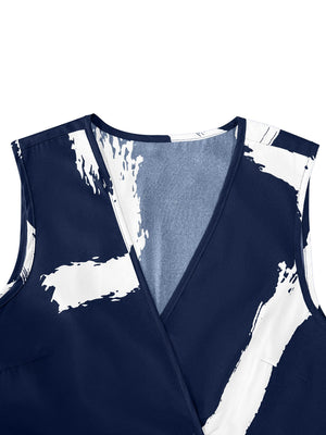 a blue and white top with a white design on it