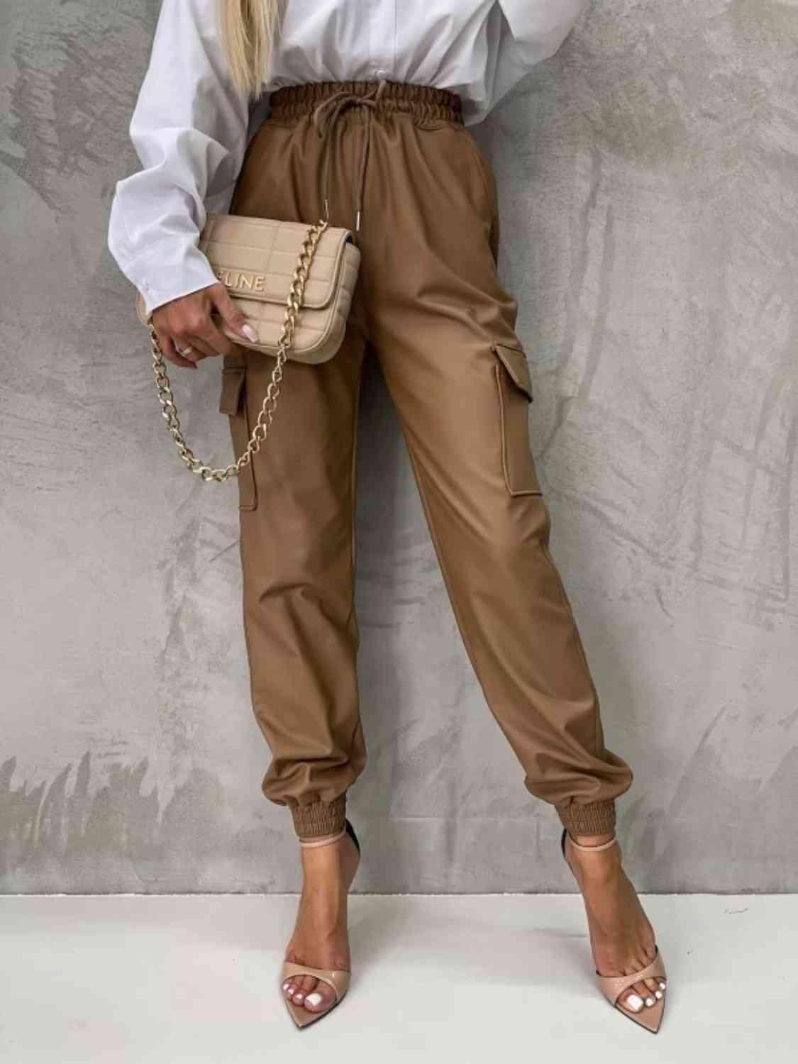 Work In Style Tied High Waist Jogger Cargo Pants - MXSTUDIO.COM