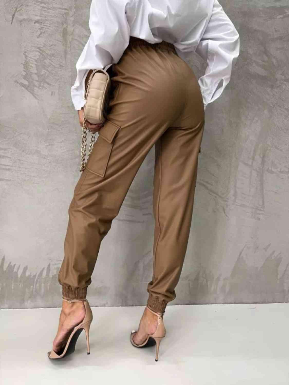 Work In Style Tied High Waist Jogger Cargo Pants - MXSTUDIO.COM