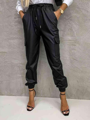 Work In Style Tied High Waist Jogger Cargo Pants - MXSTUDIO.COM