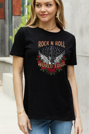 World Tour Graphic Plus Size Rock N Roll T Shirt - MXSTUDIO.COM