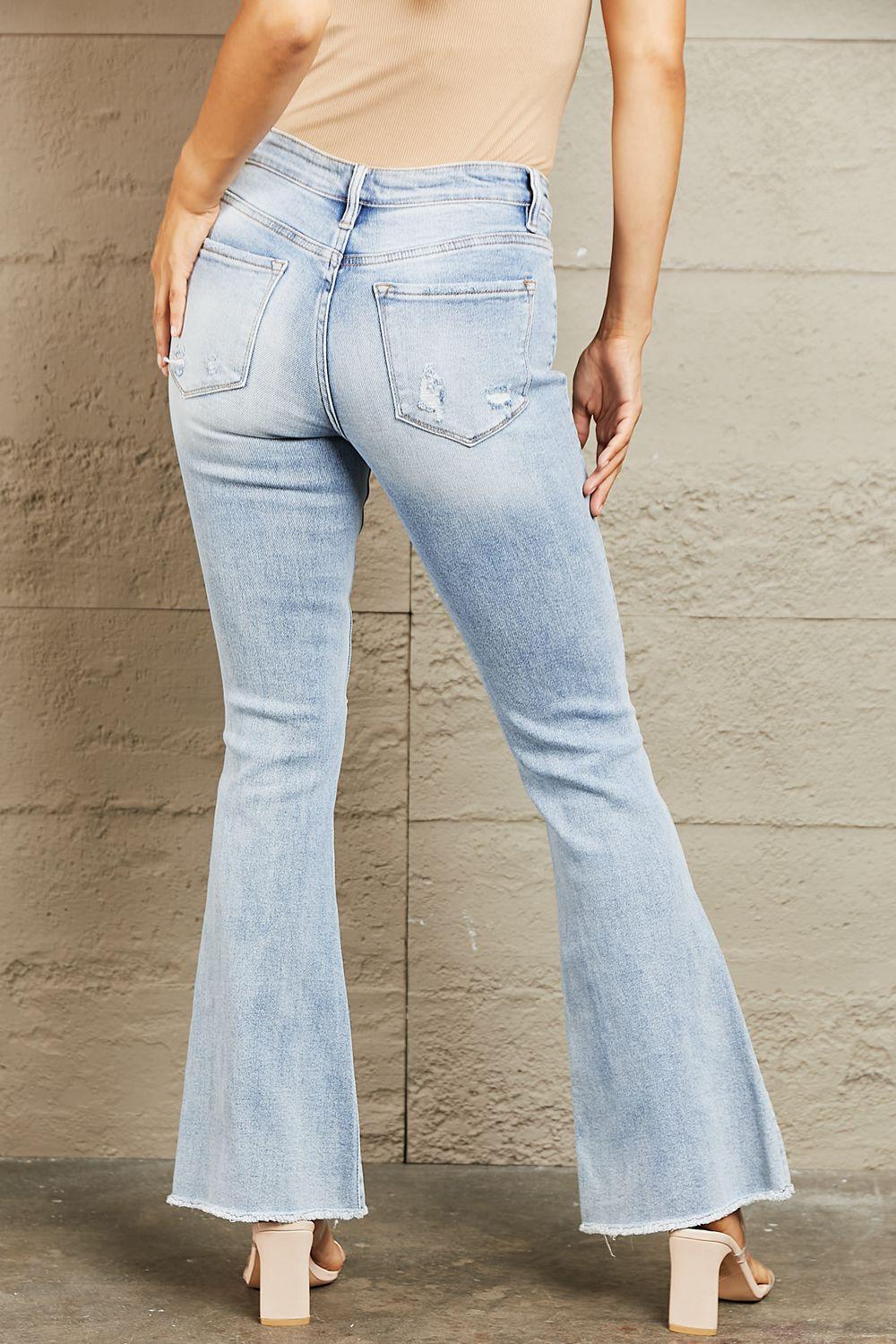Worn-In Appeal Mid Rise Distressed Flare Jeans - MXSTUDIO.COM