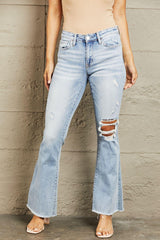 Worn-In Appeal Mid Rise Distressed Flare Jeans - MXSTUDIO.COM